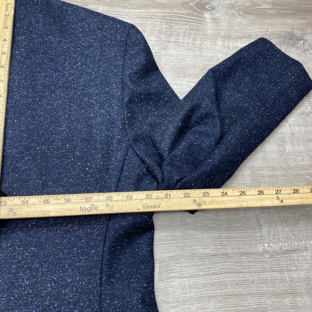 Banana Republic Mens 42R Slim Fit Spacedye Wool Silk Blazer Navy Birdseye - Picture 9 of 15